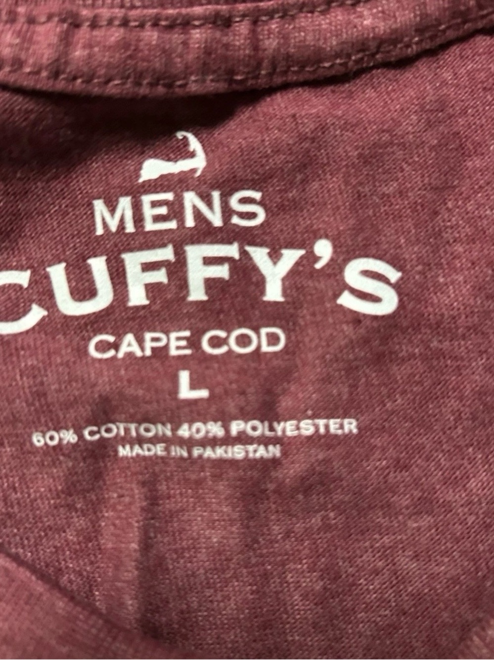 Men’s Cuffy’s of Cape Cod Maroon Short Sleeve T Shirt Size Large - Picture 2 of 3
